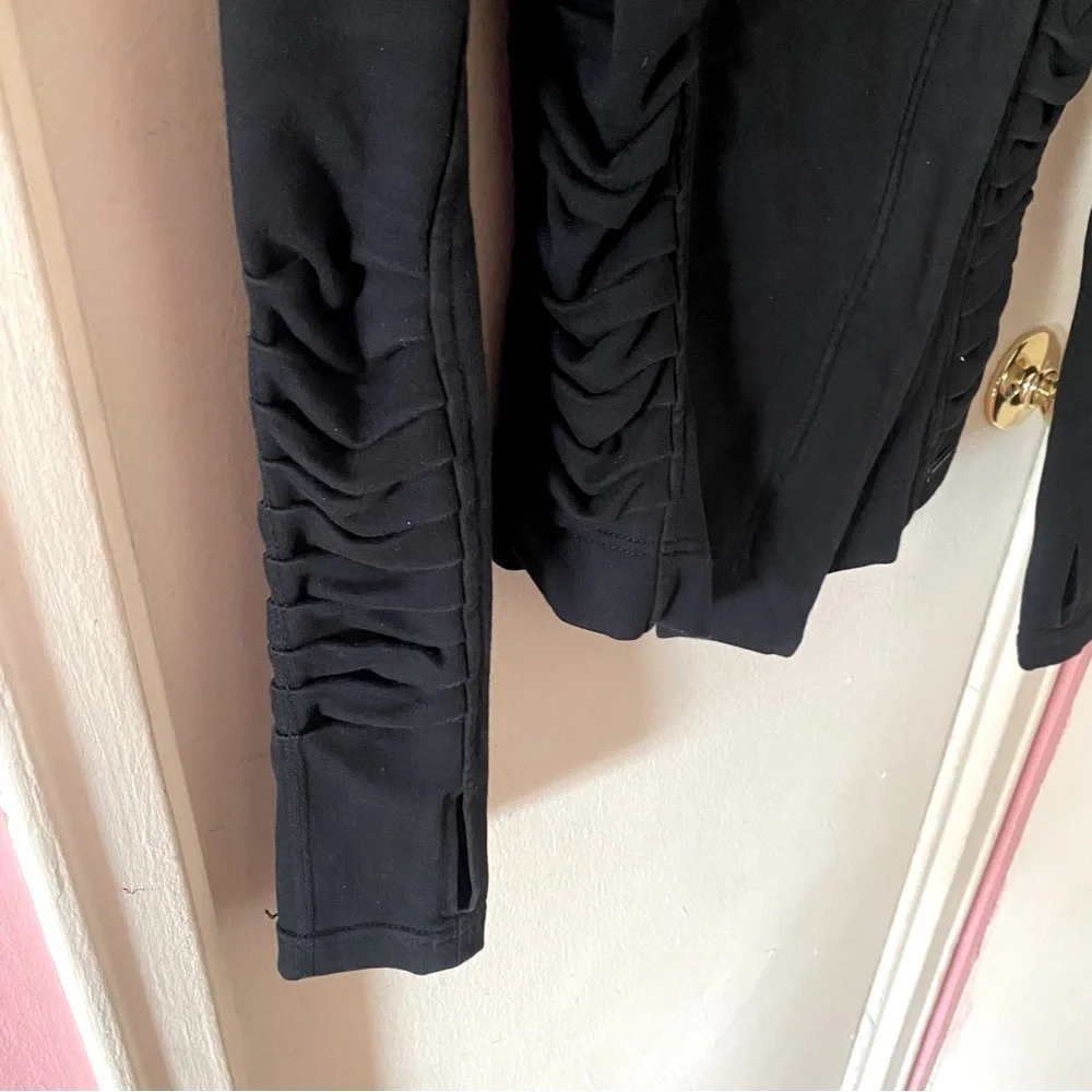 Lululemon Solace Black Athleisure Sweat Jacket with Ruched Sleeves